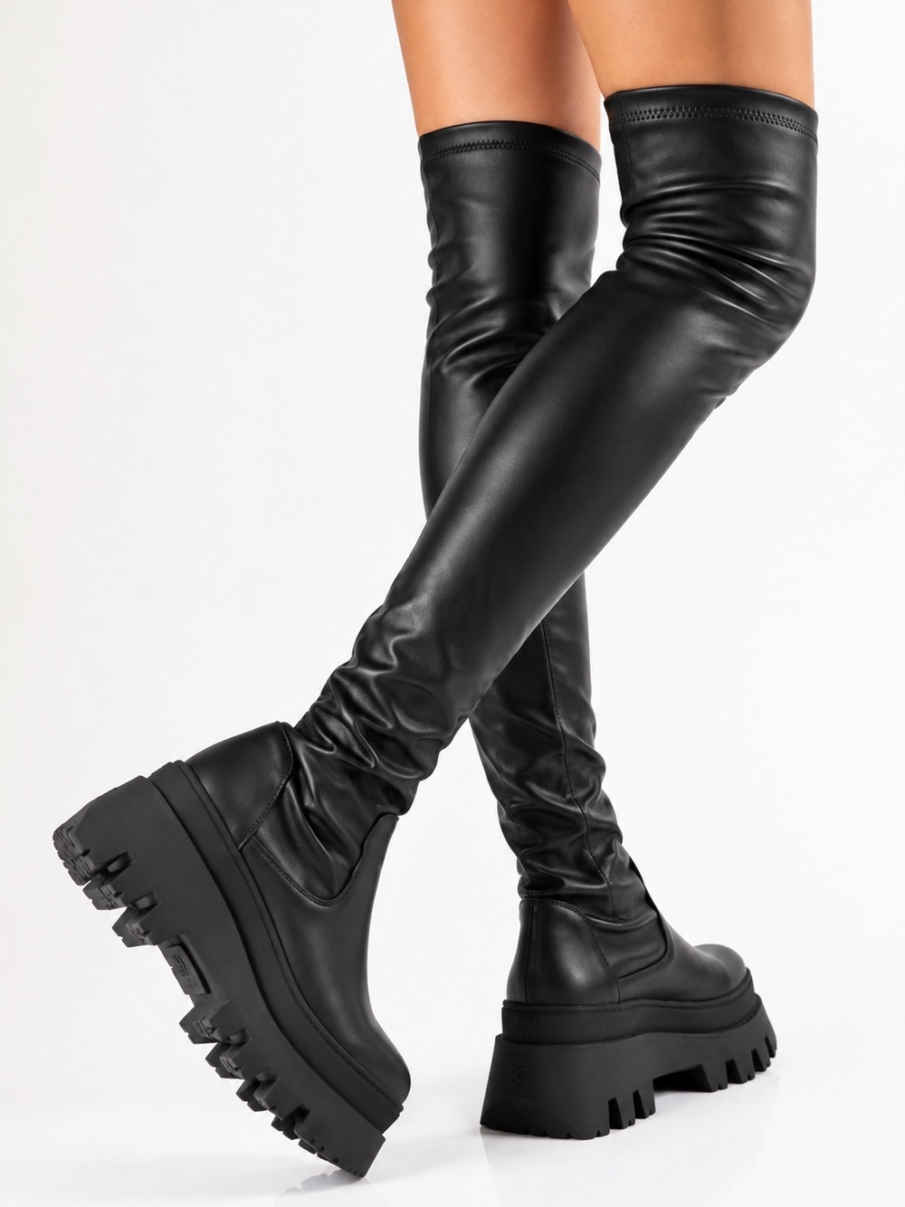 L’Intervalle Moncton OTK Platform Boots 37 Black Stretch Star Trek Screen Worn
